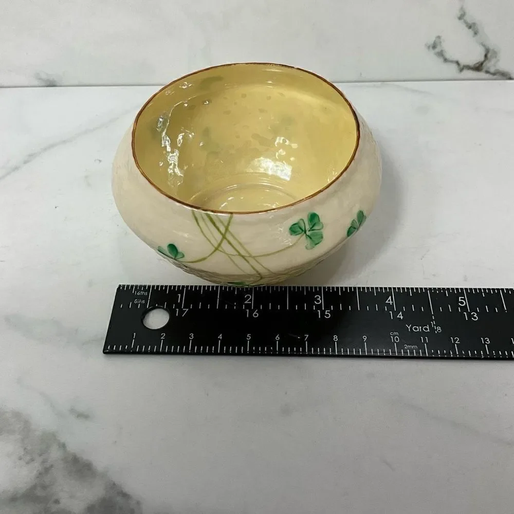 VINTAGE BELLEEK Porcelain Sugar Bowls Shamrock and Basketweave